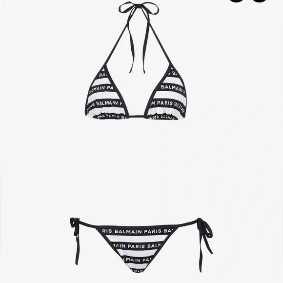 BALMAIN***Black + White Logo Striped String Bikini Set**XS, Sm., Large***$570 - Picture 7 of 13